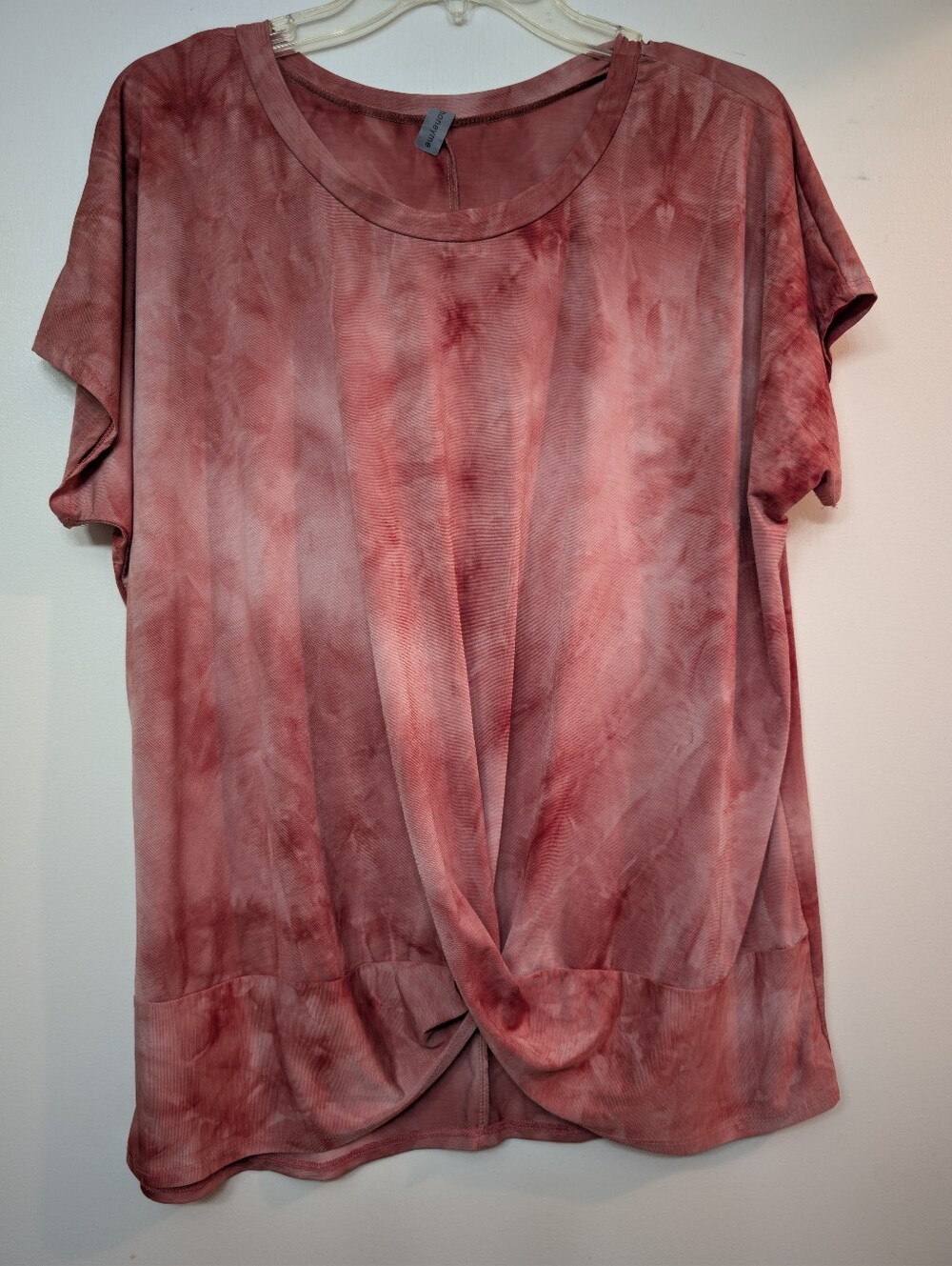 Honeyme XL Boho Tie Dye Dusty Rose Twist Front Top Oversized